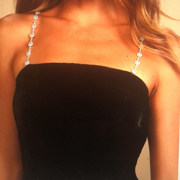 Loaded With Luxe Black Velvet Rhinestone Bodycon Mini Dress - Picture 2 of 5